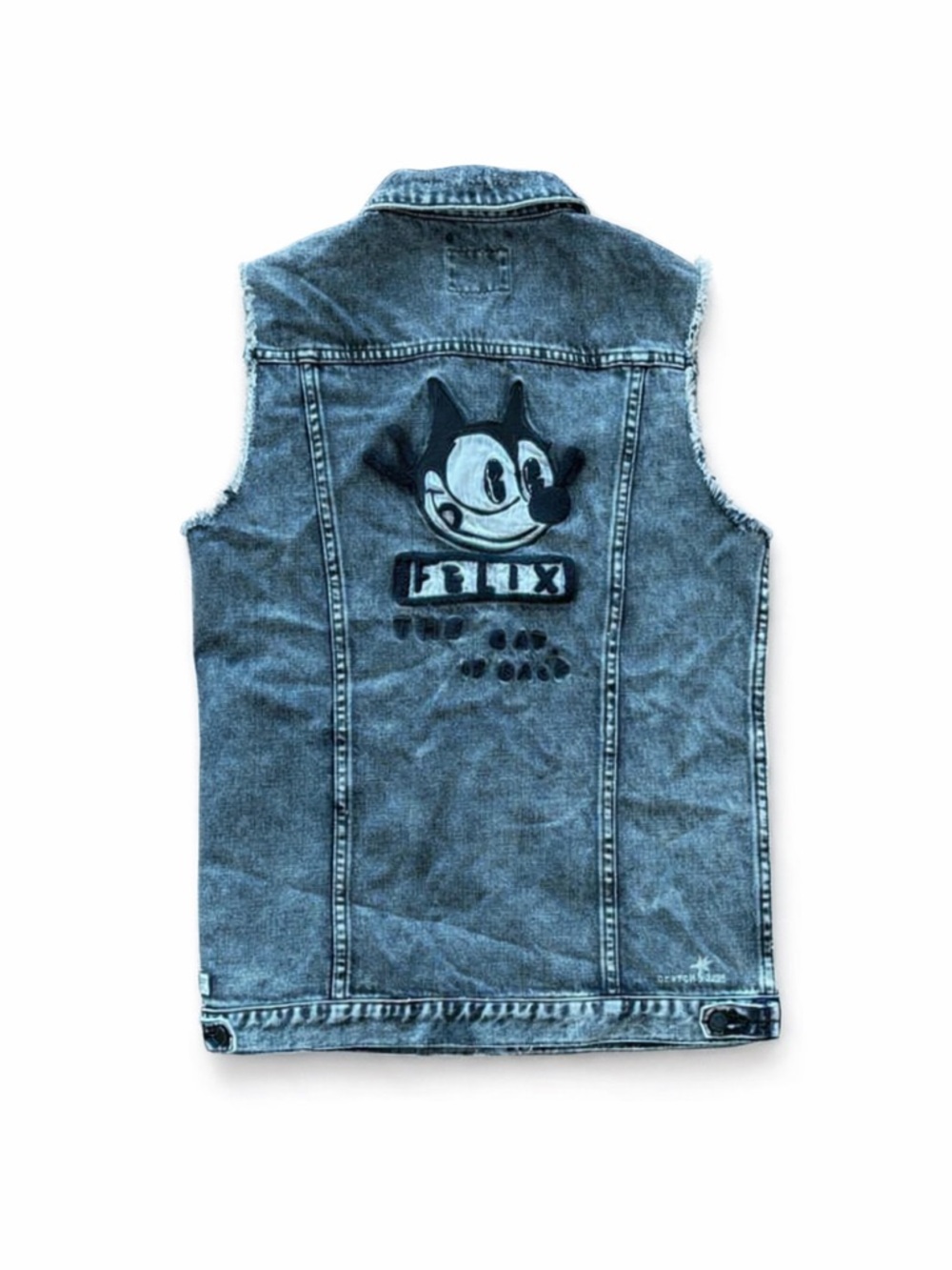 Scotch & Soda Felix The Cat Acid Washed Gray Jean Vest Size XS Woman